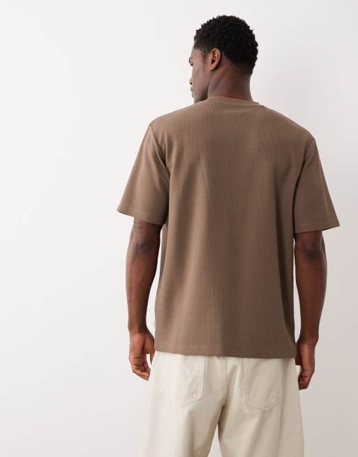 Jack & Jones - T-shirt met wafelstructuur in lichtbruin, 5 van 5
