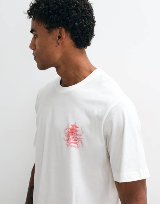 Jack & Jones T-Shirt mit japanischem Grafik-Backprint in Weiß und Rot, 4 von 5