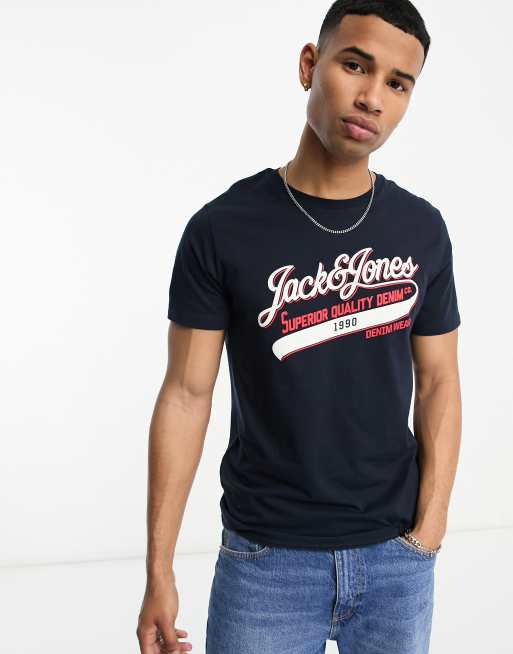 Jack & Jones – T-Shirt mit Vintage-Logo in Navy