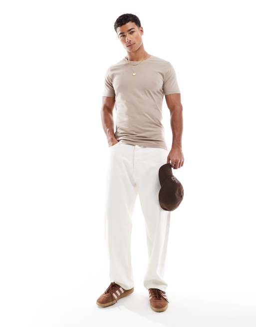 Jack & Jones - T-shirt moulant - Beige