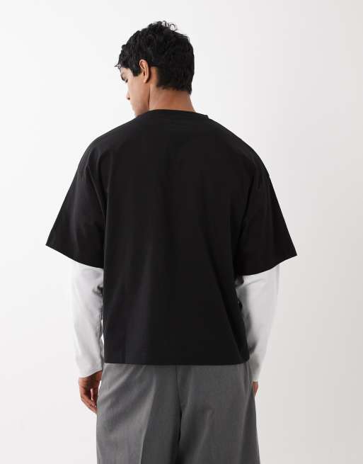 Jack & Jones - T-shirt nera a doppio strato, 3 di 5