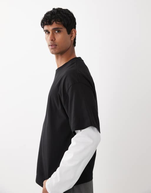 Jack & Jones - T-shirt nera a doppio strato, 5 di 5