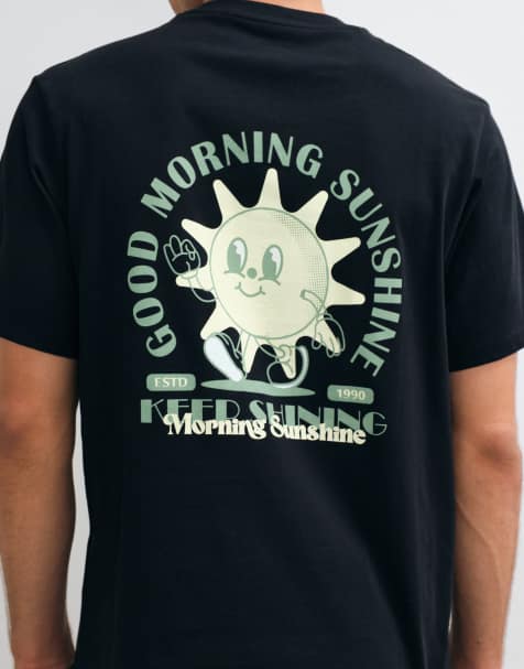 Jack & Jones T-shirt nera con stampa cartoon del sole sul retro - view 1