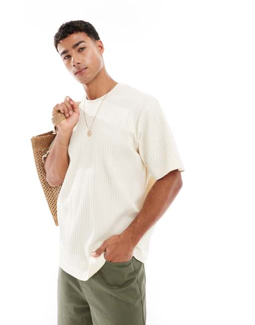 Jack & Jones - T-shirt oversize a coste color panna