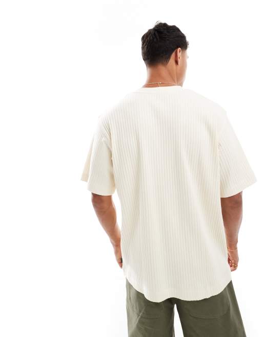 Jack & Jones - T-shirt oversize a coste color panna, 4 di 4