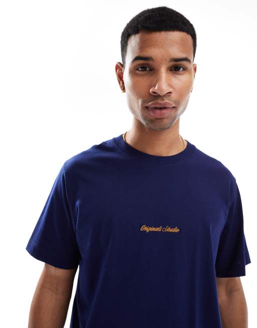 Jack & Jones - T-shirt oversize à imprimé Original Studios - Bleu marine et doré, 2 de 4