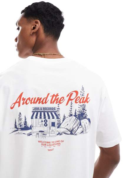 Jack & Jones - T-shirt oversize à imprimé Peak au dos - Blanc - view 1