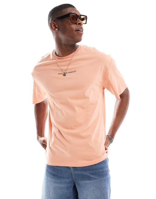 Jack & Jones - T-shirt oversize avec imprimé Arizona et coucher de soleil au dos - Corail, 2 de 4