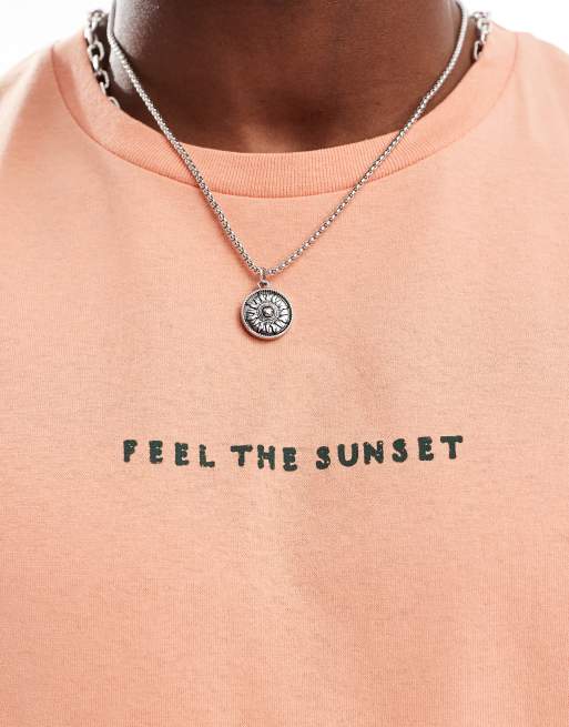 Jack & Jones - T-shirt oversize avec imprimé Arizona et coucher de soleil au dos - Corail, 3 de 4