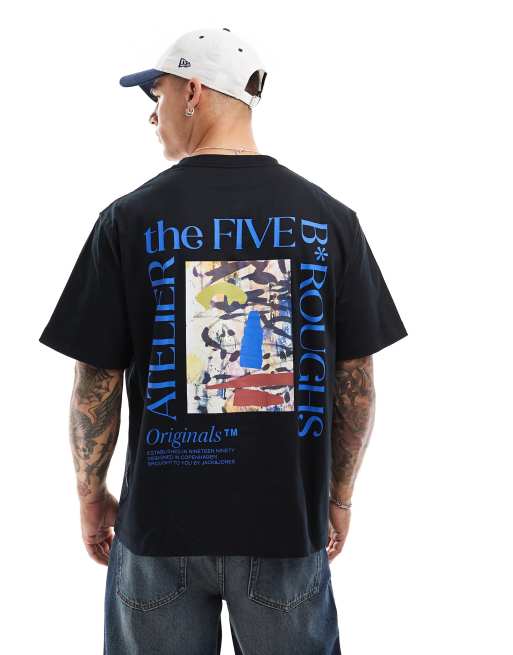 Jack & Jones - T-shirt oversize avec imprimé artistique au dos - Noir, 3 de 4