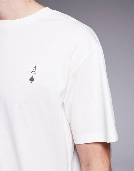 Jack & Jones - T-shirt oversize avec imprimé as de pique au dos - Crème, 2 de 5