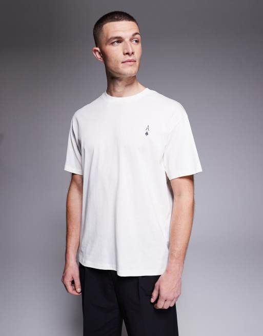 Jack & Jones - T-shirt oversize avec imprimé as de pique au dos - Crème, 3 de 5