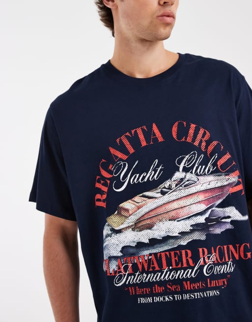 Jack & Jones - T-shirt oversize avec imprimé bateau - Bleu marine, 3 de 5