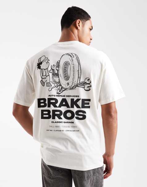 Jack & Jones - T-shirt oversize avec imprimé Brake Bros - Blanc cassé - view 1