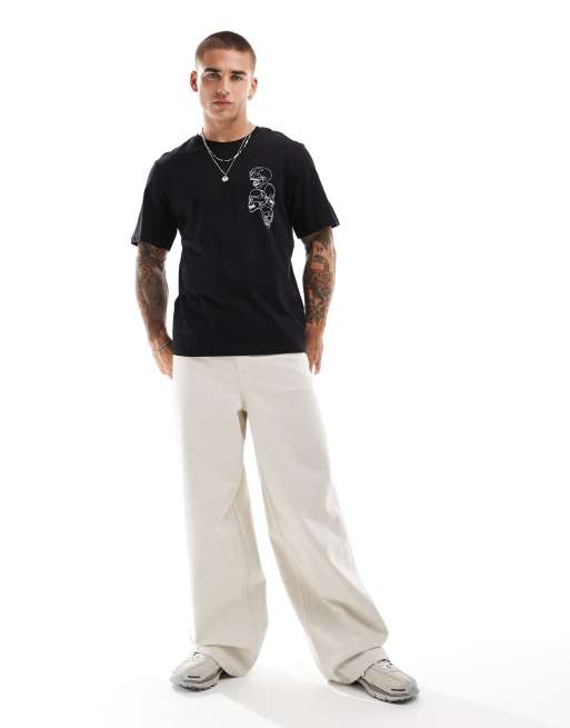 Jack & Jones - T-shirt oversize avec imprimé crânes au dos - Noir, 4 de 4