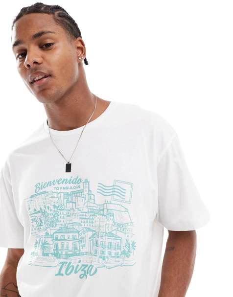 Jack & Jones - T-shirt oversize avec imprimé Ibiza - Blanc - view 1