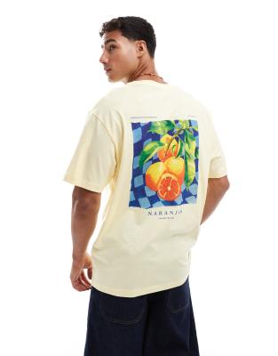 T-shirt oversize avec imprim oranges au dos - Jack & Jones - Modalova
