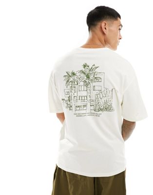 Jack & Jones oversized palm resort back print t-shirt in white - ASOS Price Checker