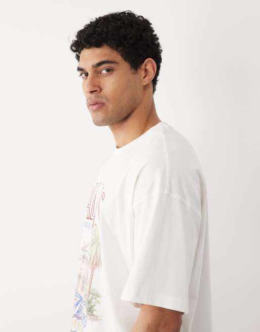 Jack & Jones - T-shirt oversize avec imprimé paysage au dos - Blanc, 3 de 5