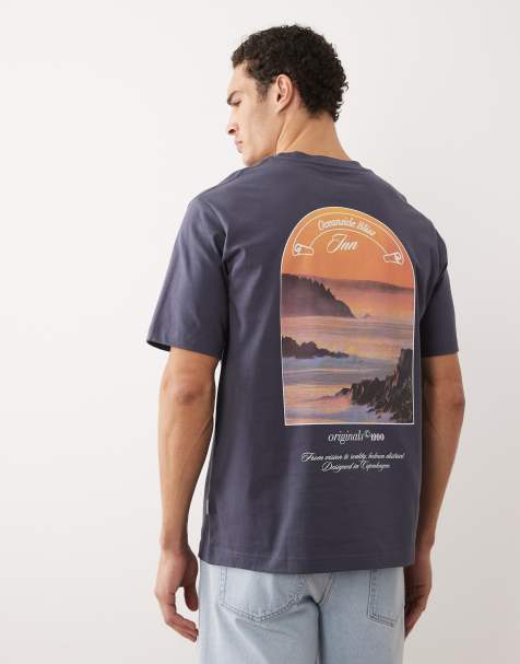 Jack & Jones - T-shirt oversize avec imprimé paysage au dos - Bleu marine - view 1
