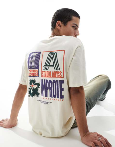Jack & Jones - T-shirt oversize avec imprimé rétro au dos - Blanc cassé - view 1