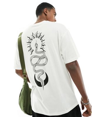 Jack & Jones oversized t-shirt with snake back print in white - ASOS Price Checker
