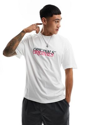Jack & Jones oversize t-shirt with originals print in white - ASOS Price Checker