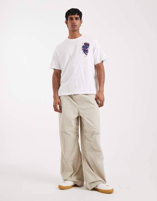 Jack & Jones - T-shirt oversize avec triple imprimé têtes de mort au dos - Blanc , 2 de 5