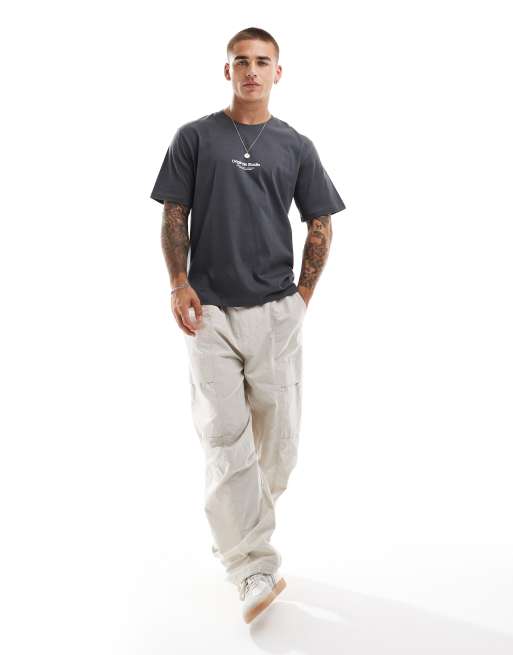 Jack & Jones - T-shirt oversize beige con logo "Originals" , 4 di 4