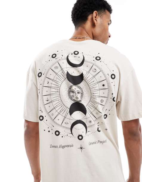 Jack & Jones - T-shirt oversize beige con stampa di astri sul retro - view 1