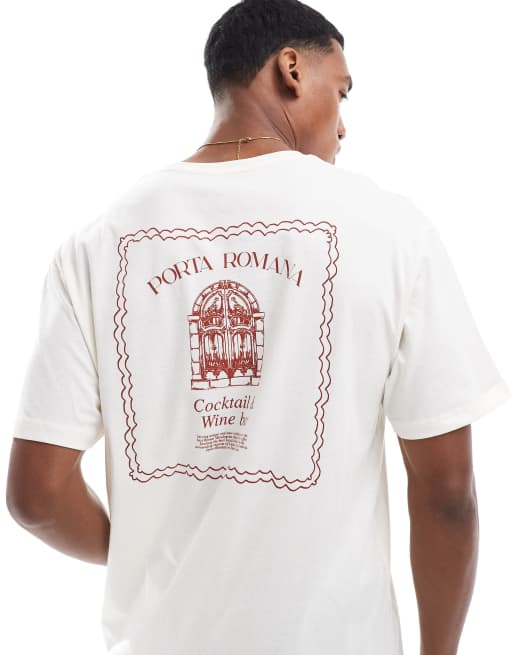Jack & Jones - T-shirt oversize beige con stampa 