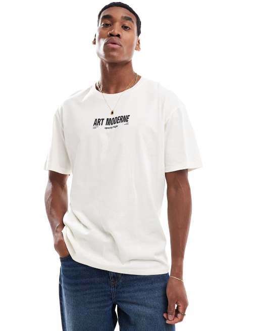 Jack & Jones - T-shirt oversize bianca con stampa "Art Moderne" sul retro, 3 di 4