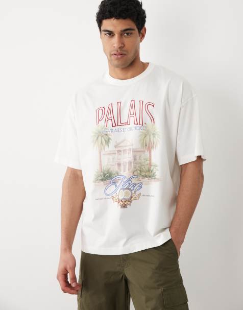 Jack & Jones - T-shirt oversize bianca con stampa di paesaggio sul retro - view 1