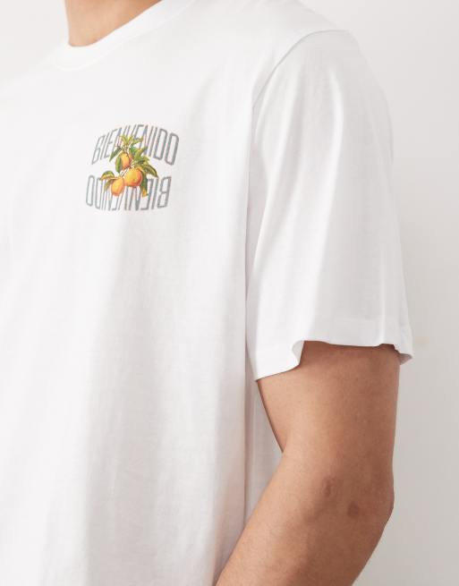 Jack & Jones - T-shirt oversize bianca con stampa pesca sul retro, 3 di 5