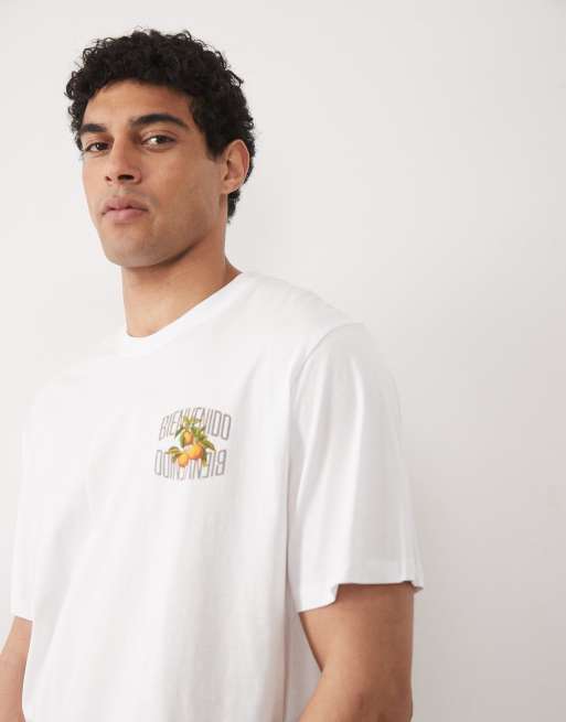Jack & Jones - T-shirt oversize bianca con stampa pesca sul retro, 5 di 5