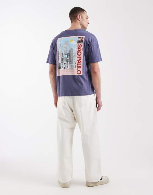 Jack & Jones - T-shirt oversize blu scuro con stampa del Brasile sul retro, 2 di 5