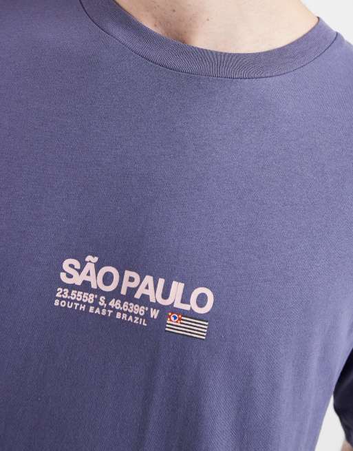 Jack & Jones - T-shirt oversize blu scuro con stampa del Brasile sul retro, 5 di 5