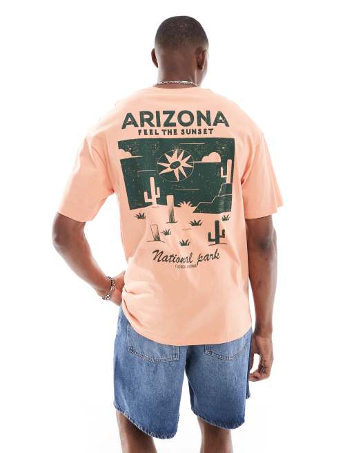 Jack & Jones - T-shirt oversize color corallo con stampa 