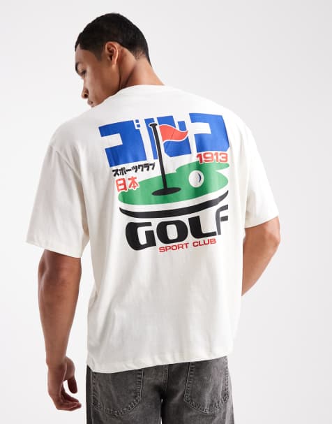 Jack & Jones - T-shirt oversize crema con stampa a tema golf - view 1