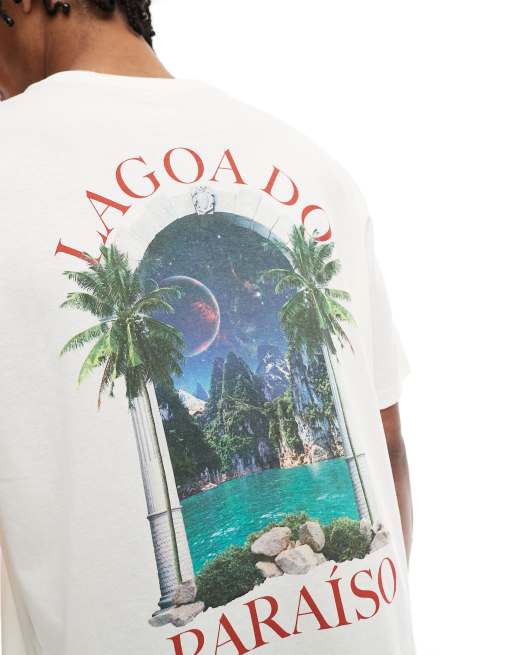 Jack & Jones - T-shirt oversize crema con stampa di lago sul retro, 4 di 4