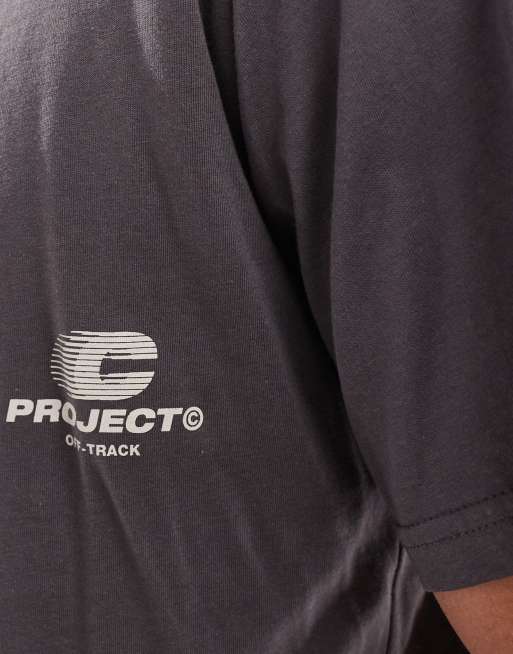 Jack Jones T-shirt oversize grigio scuro con stampa sul