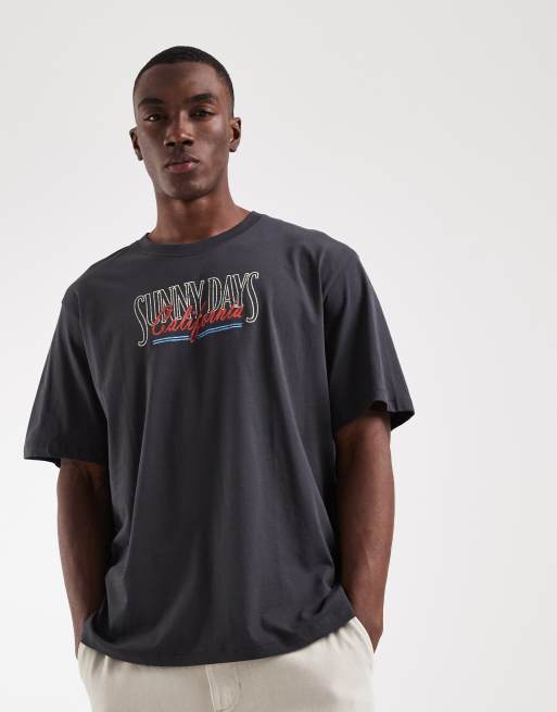 Jack & Jones - T-shirt oversize nera con stampa di palme sul retro, 3 di 5