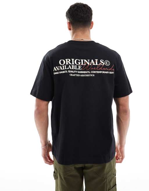 Jack & Jones - T-shirt oversize nera con stampa di scritta sul retro, 4 di 4