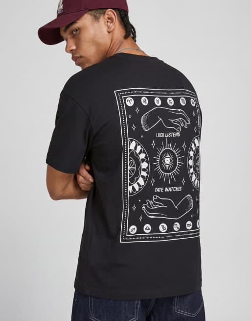 Jack & Jones - T-shirt oversize nera con stampa di zodiaco sul retro, 2 di 5