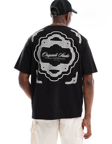 Jack & Jones - T-shirt oversize nera con stampa "Originals" sul retro - view 1
