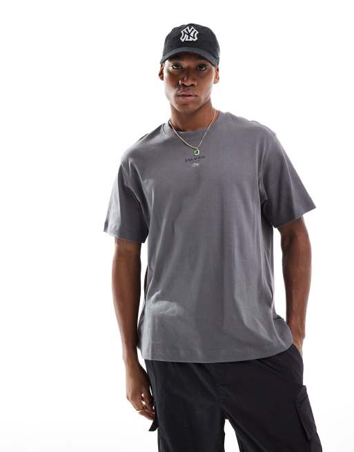 Jack & Jones - T-shirt oversize pesante 200 gsm grigia con scritte sulla schiena, 2 di 4