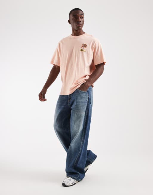 Jack & Jones - T-shirt oversize rosa con stampa di palma sul retro, 2 di 5