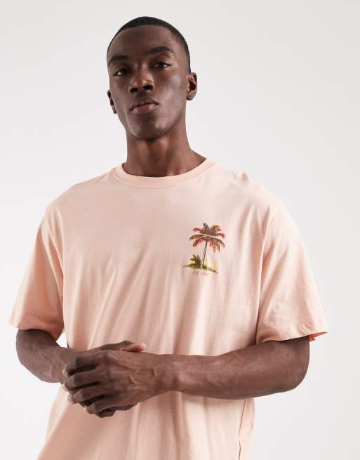 Jack & Jones - T-shirt oversize rosa con stampa di palma sul retro, 3 di 5