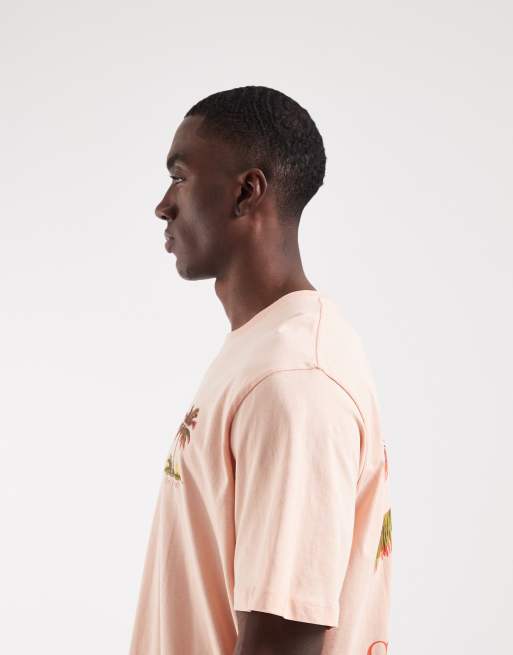 Jack & Jones - T-shirt oversize rosa con stampa di palma sul retro, 4 di 5