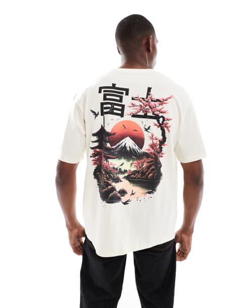 Jack & Jones oversize back print t-shirt with japan print